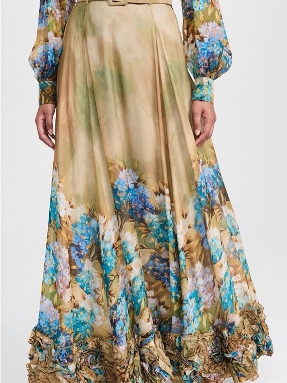F byTiMo Organza Frilly Maxi Skirt in Forest Flower - NWT- XS